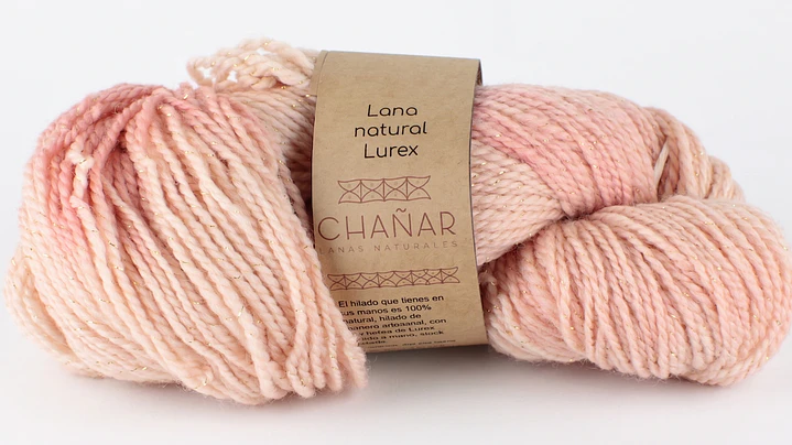 Lana Natural con Lúrex Oro: Rosa Cuarzo (Corriedale) 1