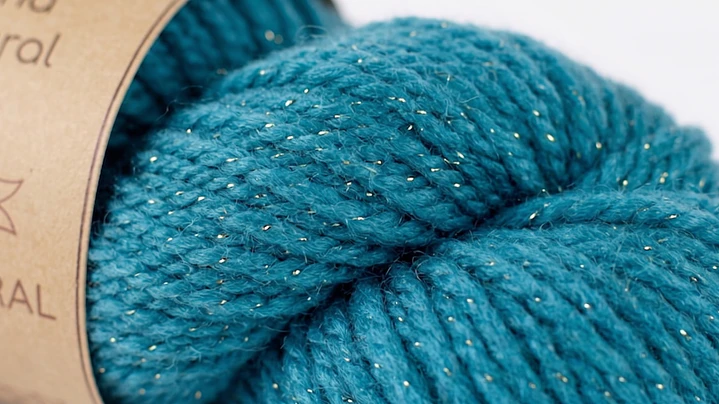Lana Natural con Lúrex Oro: Turquesa (Corriedale) 2
