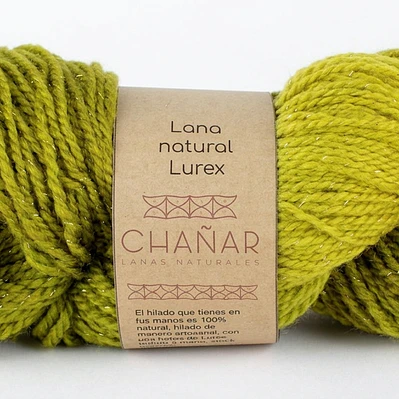 Lana Natural con Lúrex Oro: Pistacho (Corriedale)