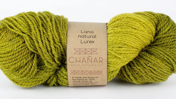 Lana Natural con Lúrex Oro: Pistacho (Corriedale) 1