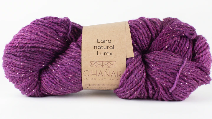 Lana Natural con Lúrex Oro: Guinda (Corriedale) 1