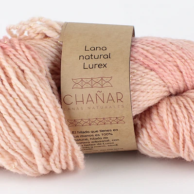 Lana Natural con Lúrex Rosa Cuarzo