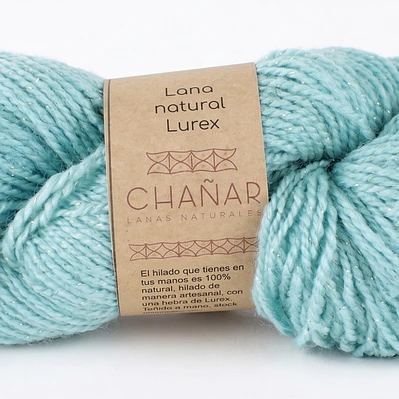 Lana Natural con Lúrex Celeste Cielo
