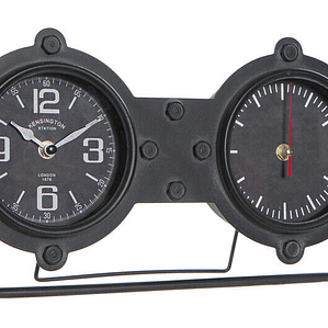 RELÓGIO DE MESA FERRO VIDRO 38X7X20 PRETO