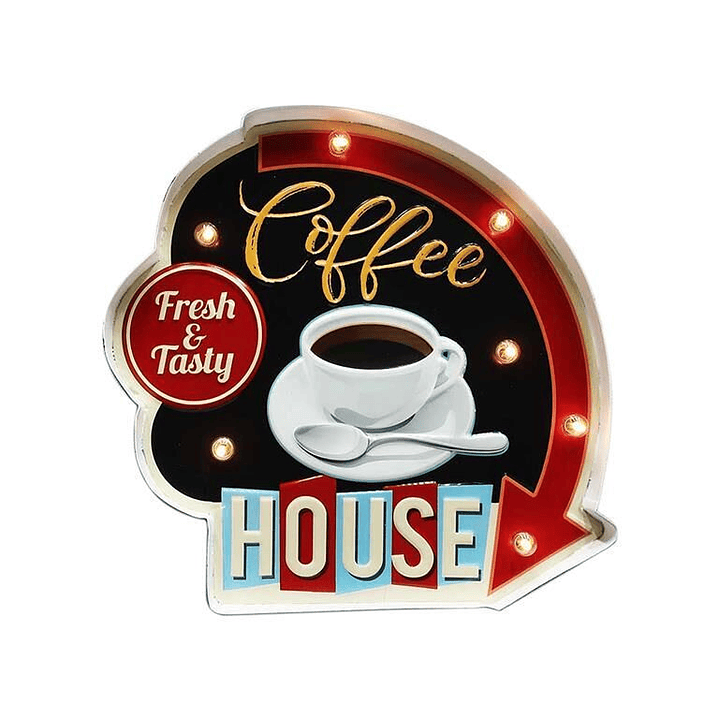 COFFEE HOUSE de metal com pilhas 30cmx32cm 1