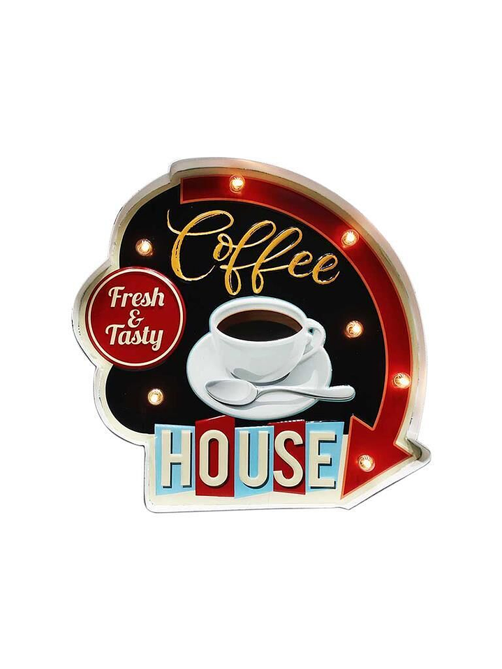 COFFEE HOUSE de metal com pilhas 30cmx32cm 1