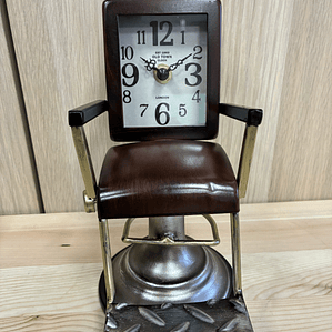Relogio cadeirabde barbeiro castanho 20x19x10cm