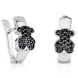 Pendientes Bisagra Bear Black de Plata