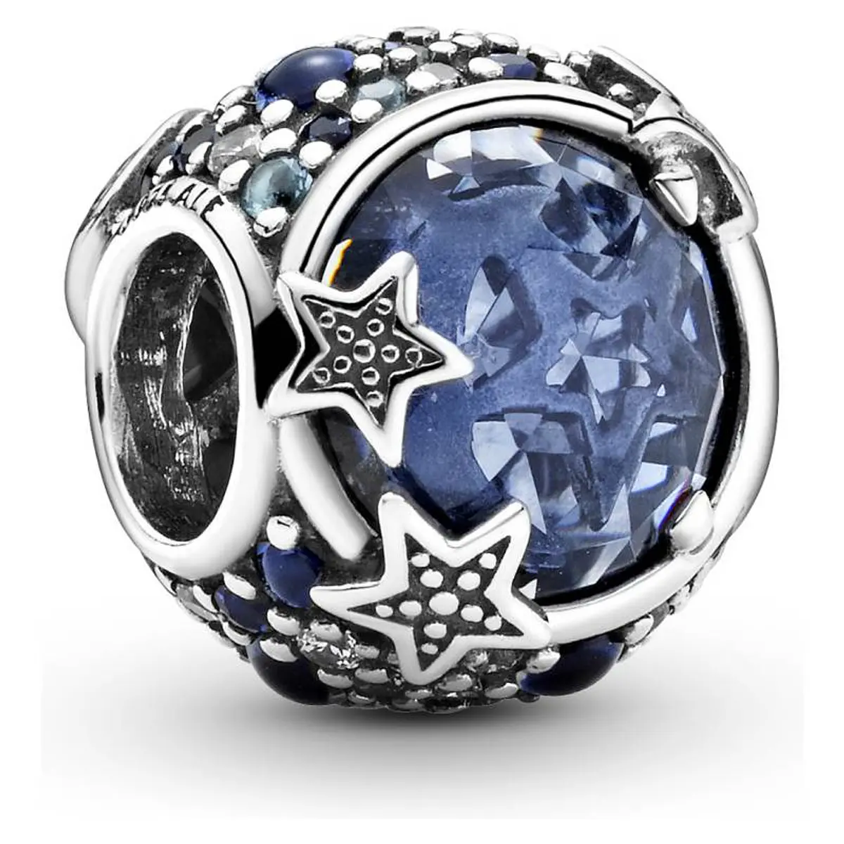 Charm Dije Plata 925 Luna y Estrellas Azul