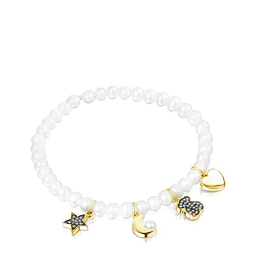 Pulsera Perlas y Charms Bear Vermeil Gold