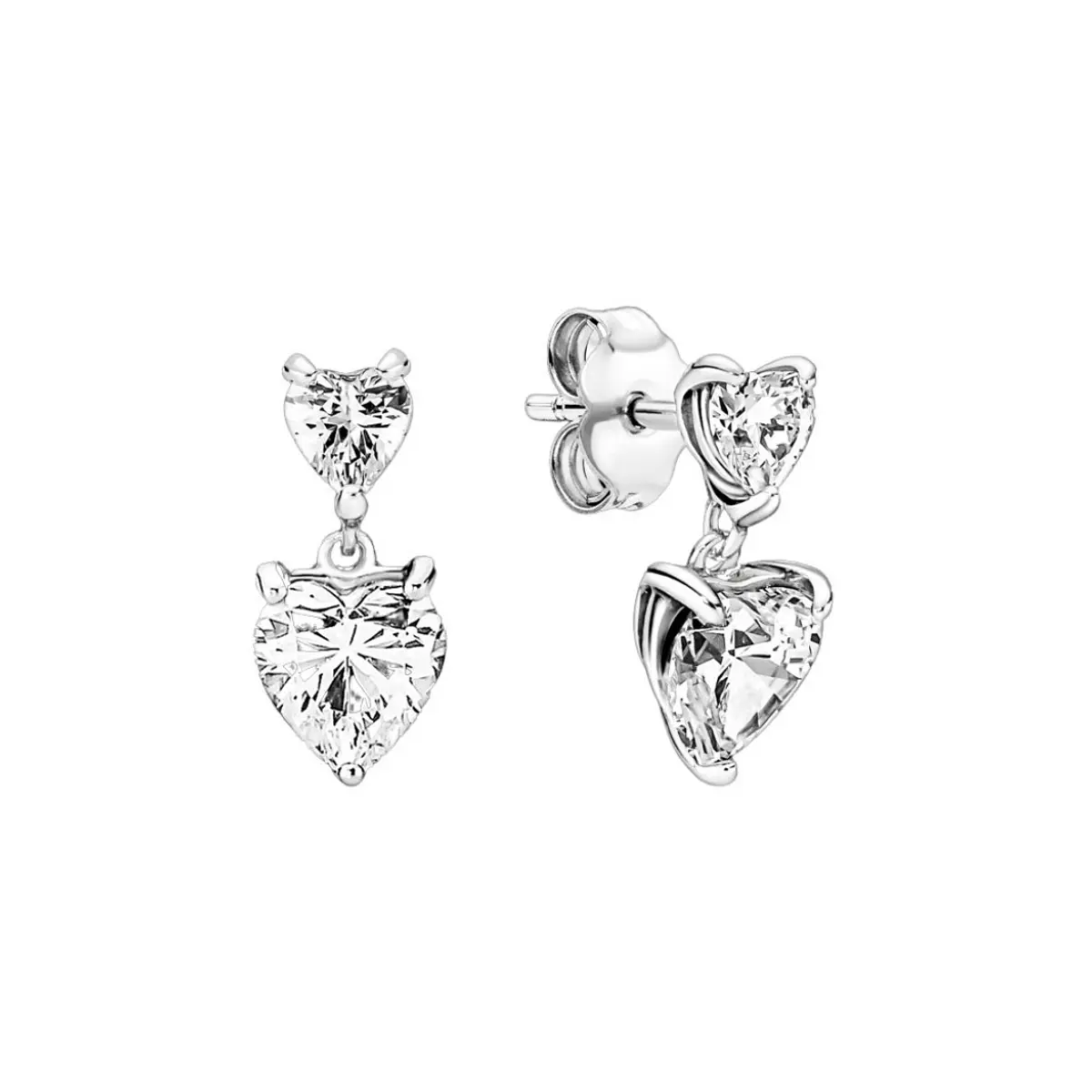 Pendiente Doble Corazón Brillante