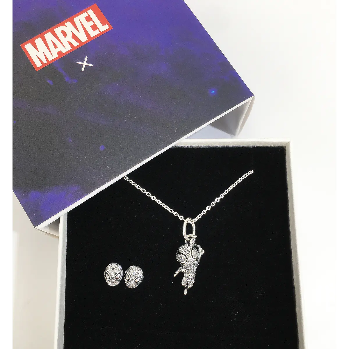 Charm SpiderMan Plata y Pendientes