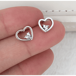 Pendientes Corazones en silueta y Cristal corazón