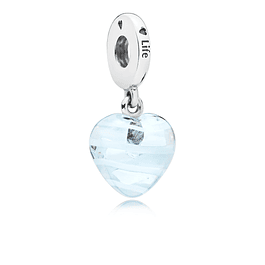 Charm Cristal Murano Corazón Azul Cielo