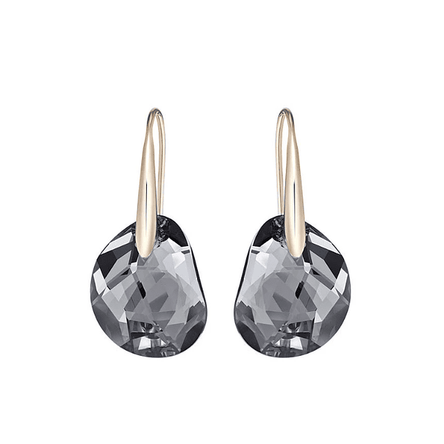 Pendientes Piedra de Humo bañados en oro rosa con cristal negro