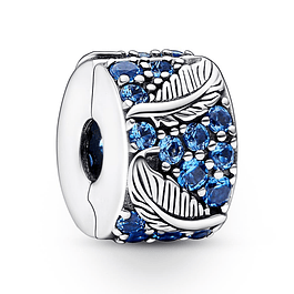 Clip Plumas y Cristales Azules