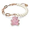 Pulsera Teddy Oso Rosa con Perlas y Eslabones Oro Rosa