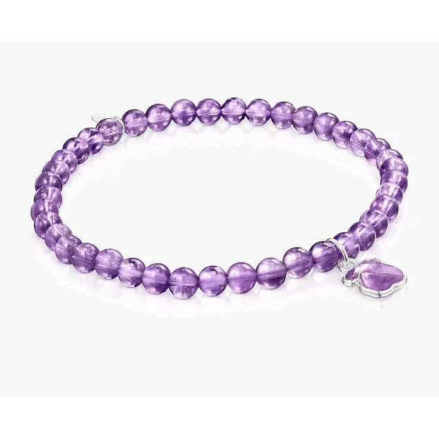 Pulsera de cuentas Amatista y oso