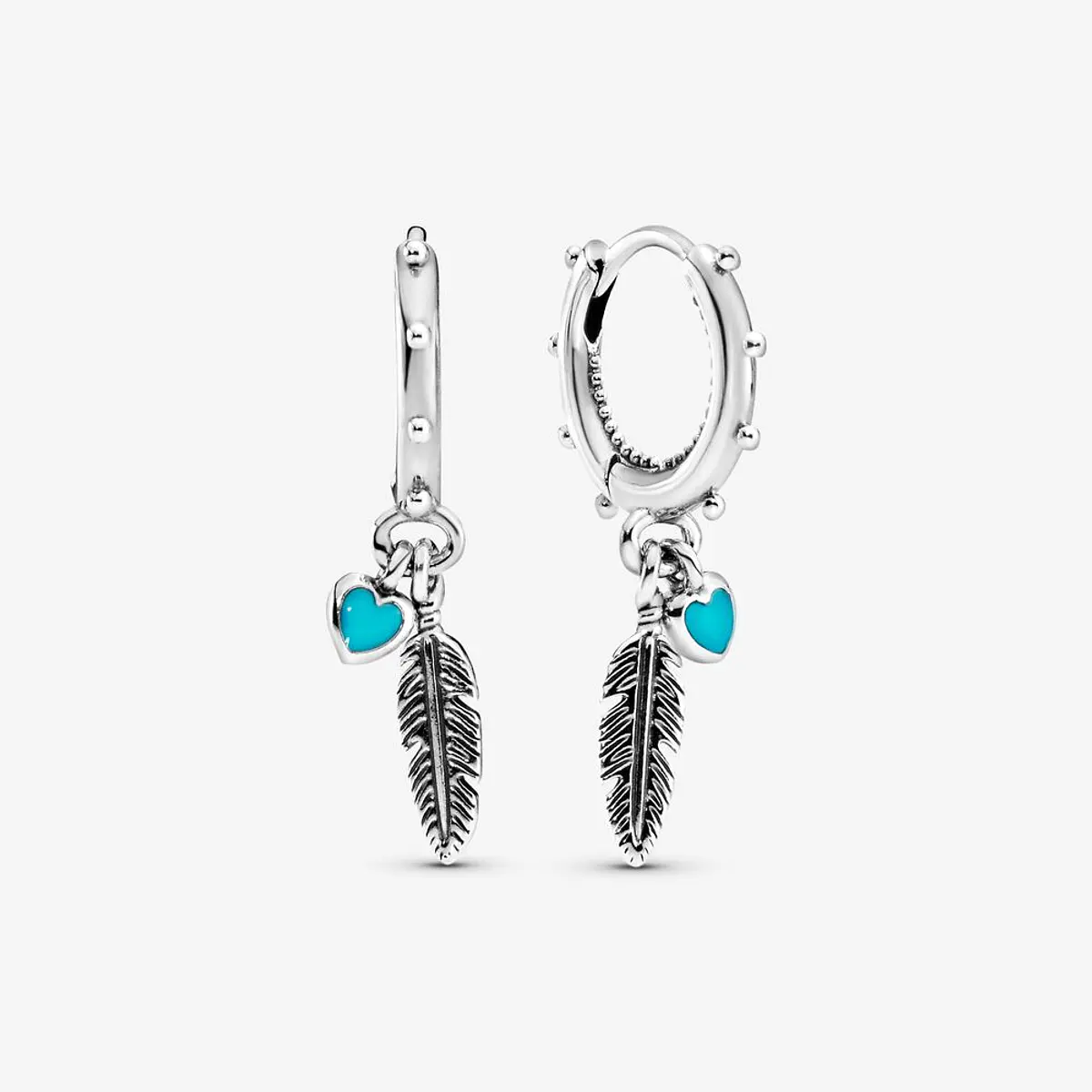 Pendientes Plumas y corazón turquesa