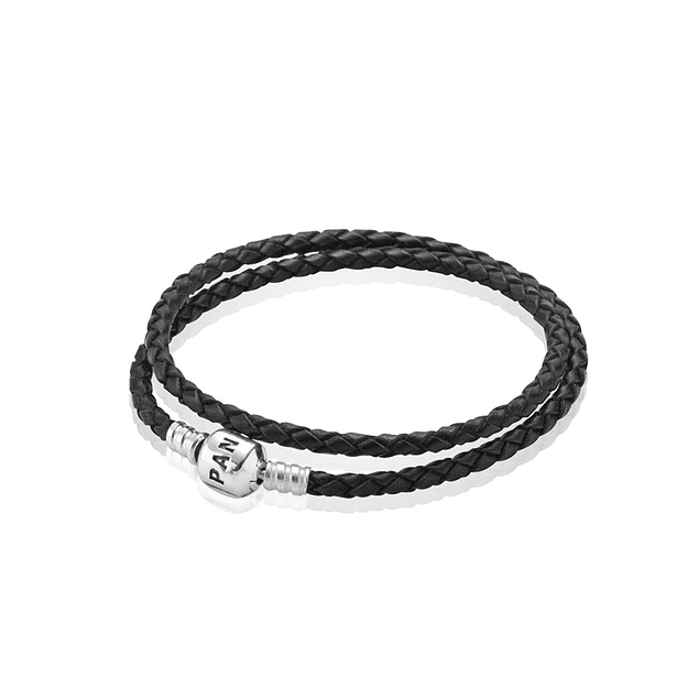 Pulsera Cuero doble negra