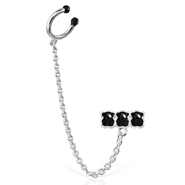 Earcuff Mini Onix de Plata Con Onix