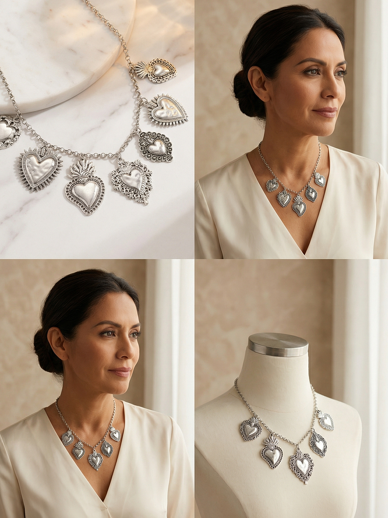 Collar Corazones Zinc 3