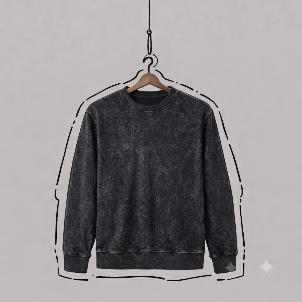 Poleron Clásico Fleece Negro Acid Wash 1