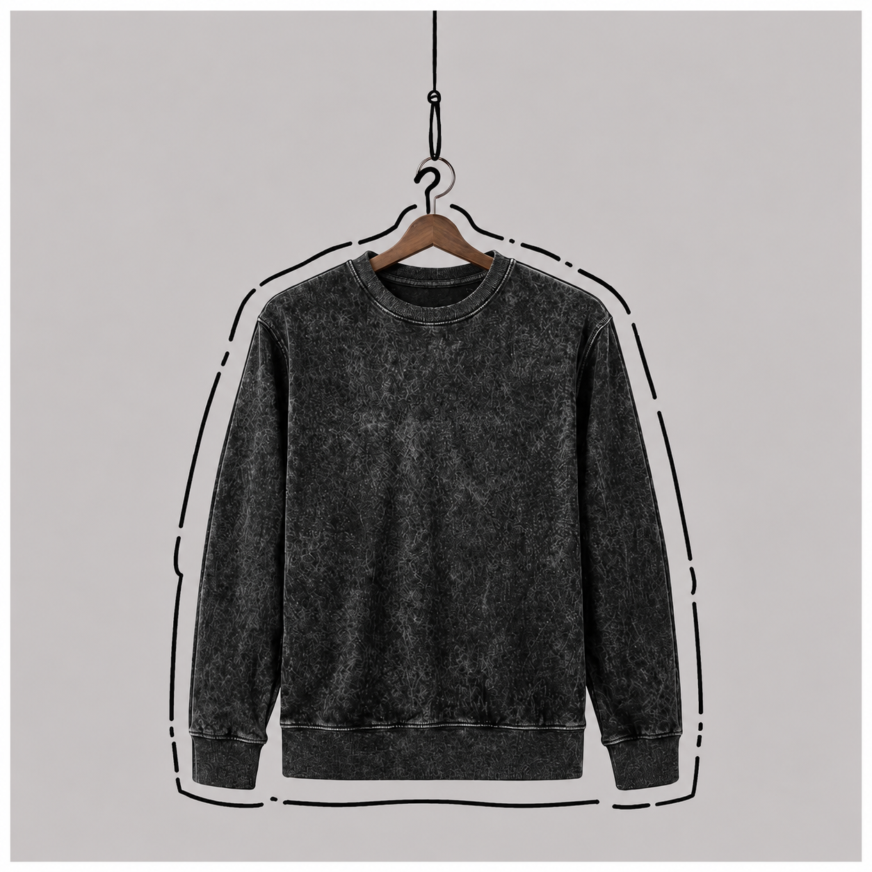 Poleron Clásico Fleece Negro Acid Wash 1