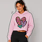 Hoodie Crop Top Rosado Tres Corazones - Miniatura 1