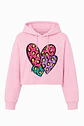 Hoodie Crop Top Rosado Tres Corazones - Miniatura 2