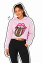 Hoodie Crop Top Rosado Wild Lips - Miniatura 3