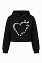Hoodie Crop Top Negro Corazón y Mariposas - Miniatura 2
