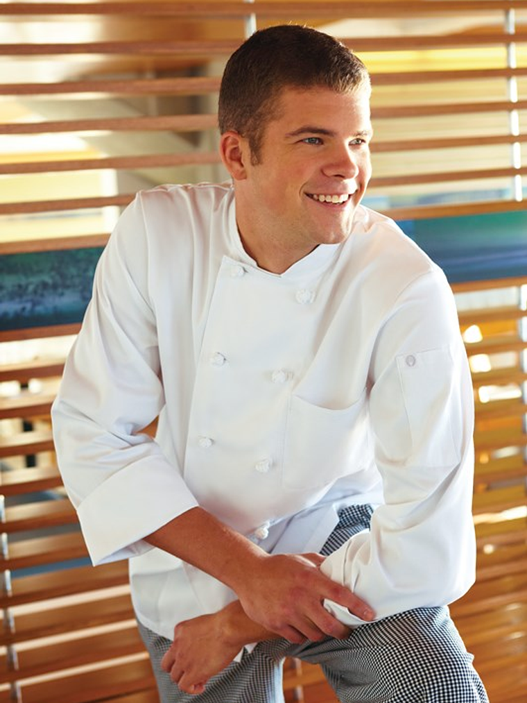 Chaqueta Chef Works Unisex Bordeaux Blanca 4