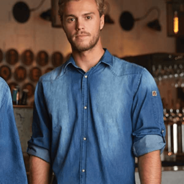 Camisa Chef Works Denim Trenton Azul