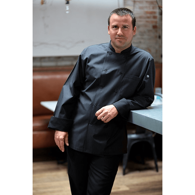 Chaqueta Chef Works Unisex Carlisle Pinstripe Negra