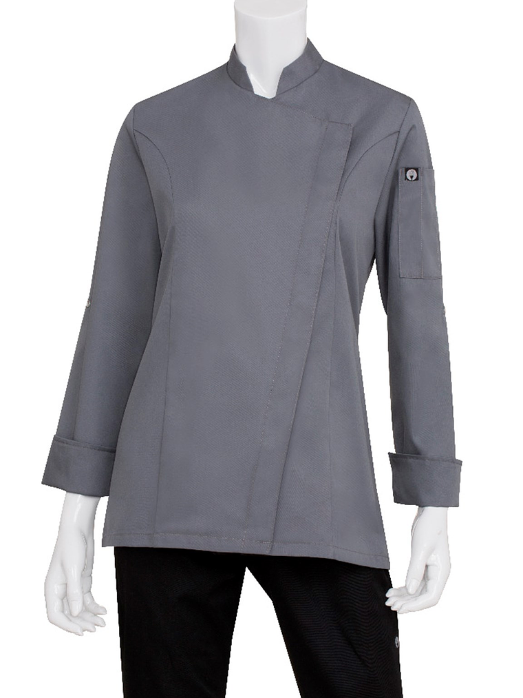 Chaqueta de Chef Mujer Chef Works Lansing Gris 5