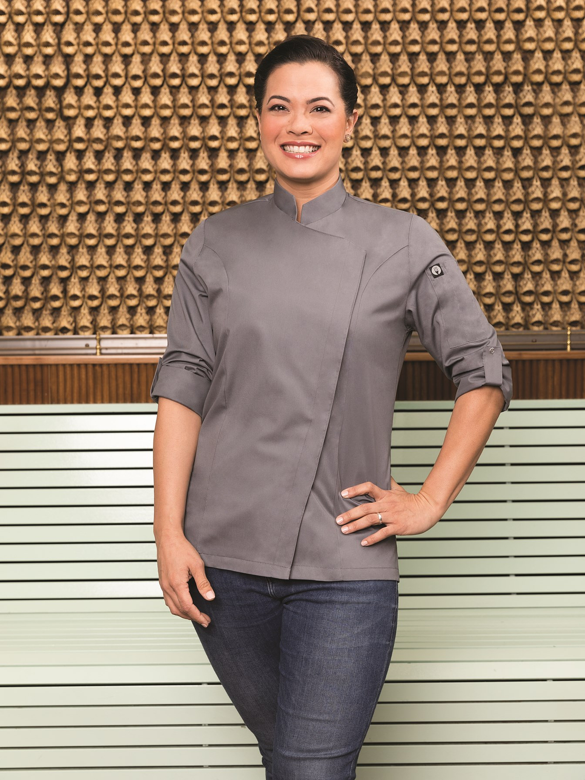 Chaqueta de Chef Mujer Chef Works Lansing Gris 10