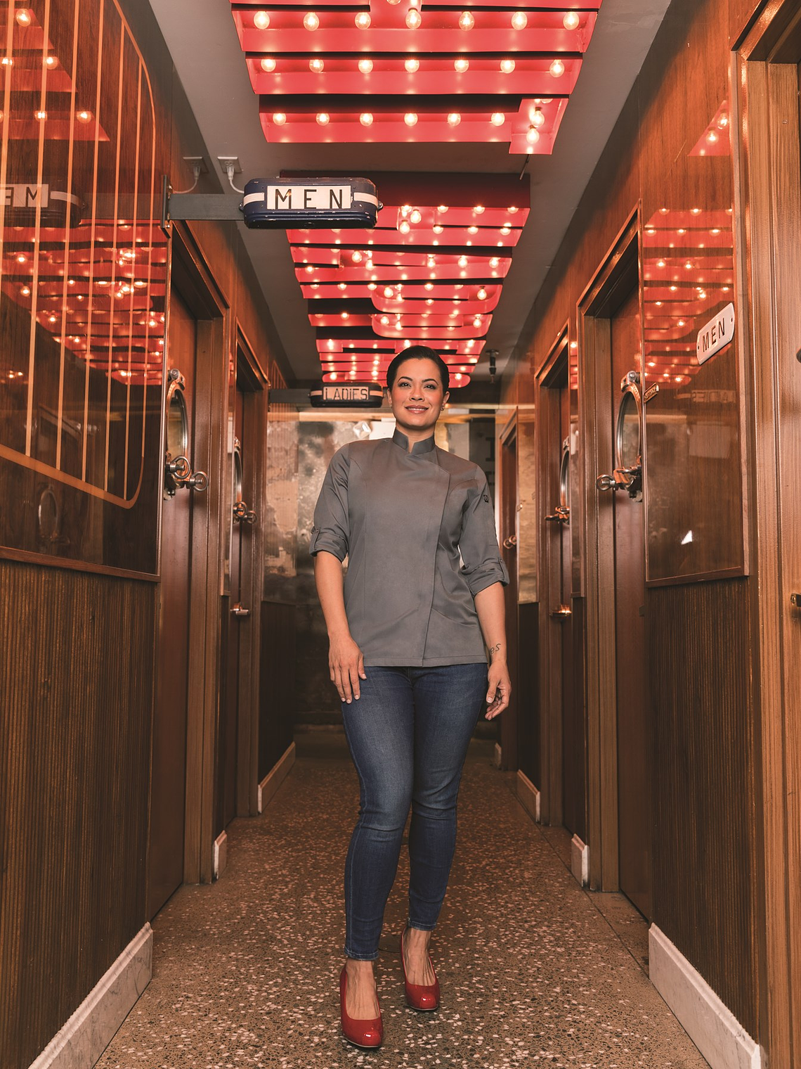 Chaqueta de Chef Mujer Chef Works Lansing Gris 9