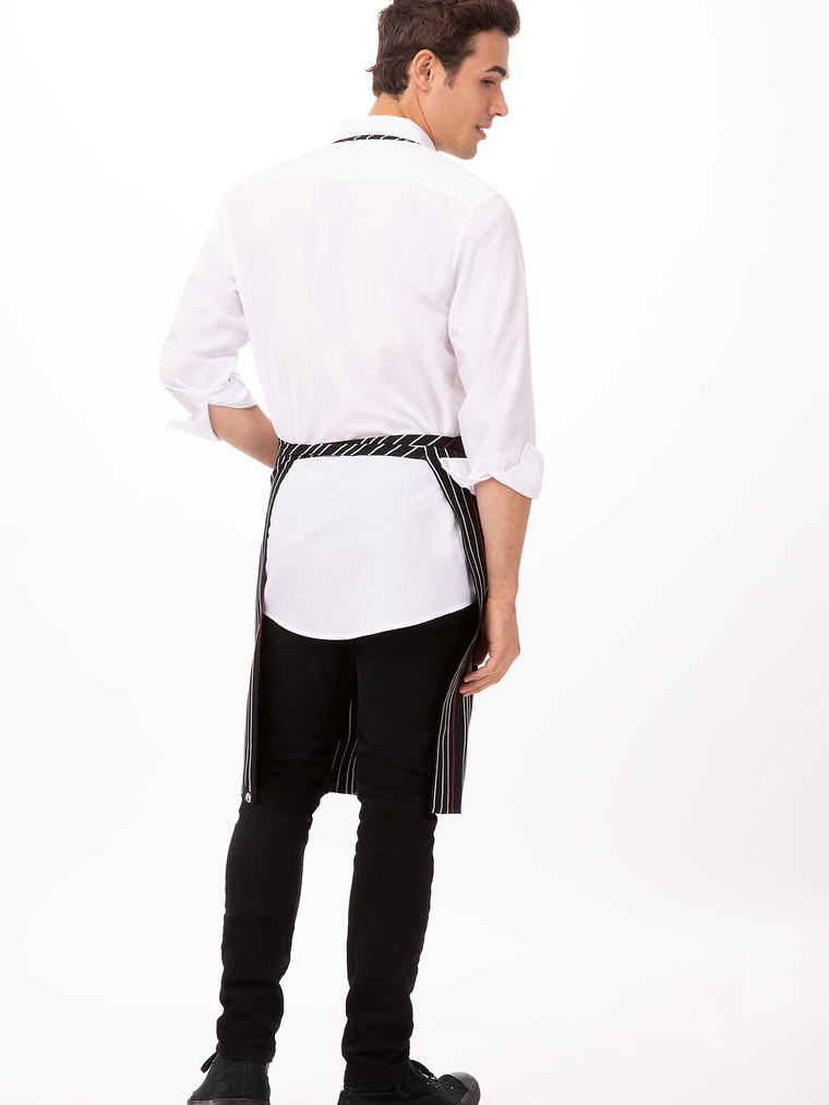 Pechera Chef Works Stripe Negra Con Rojo y Blanco 2