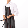 Pechera Chef Works Stripe Negra Con Rojo y Blanco