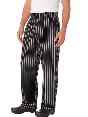 Pantalón Chef Works Baggy Chalkstripe Negro
