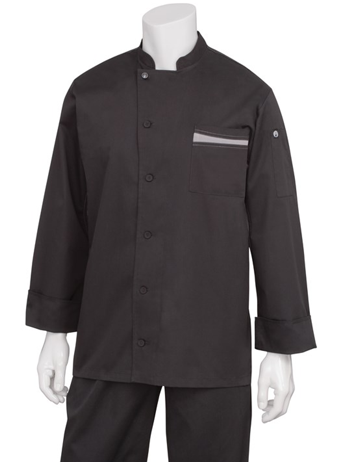 Chaqueta Chef Works Unisex Lyss Negra C/Gris 1