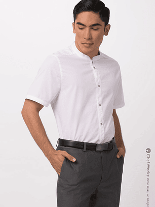 Camisa Chef Works Unisex Seersucker Blanca