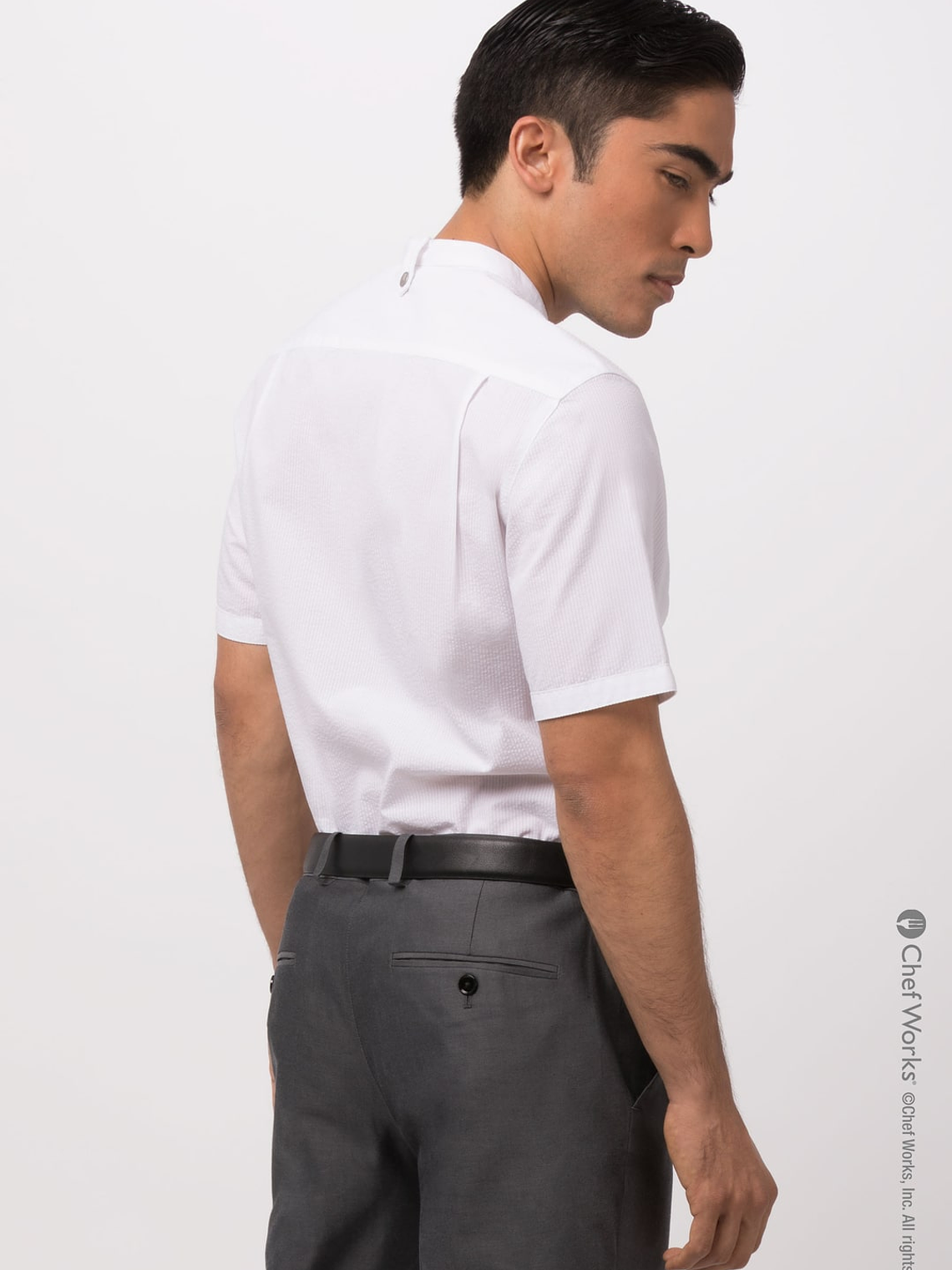 Camisa Chef Works Unisex Seersucker Blanca 2