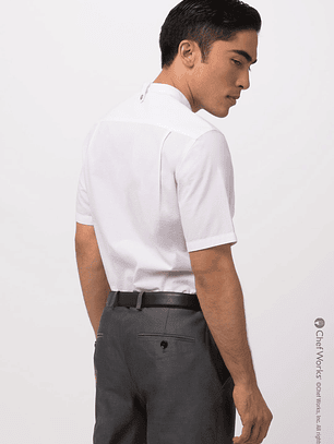 Camisa Chef Works Unisex Seersucker Blanca