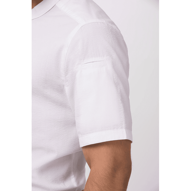 Camisa Chef Works Unisex Seersucker Blanca