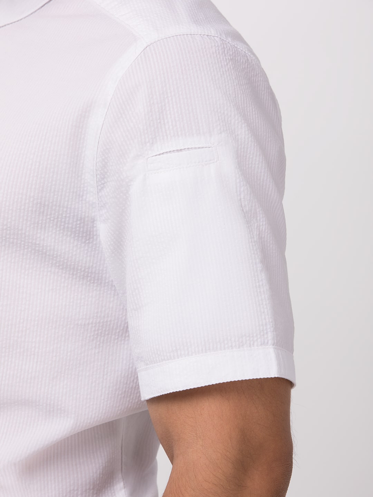 Camisa Chef Works Unisex Seersucker Blanca 4