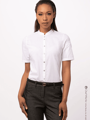 Blusa Chef Works Seersucker Blanca 
