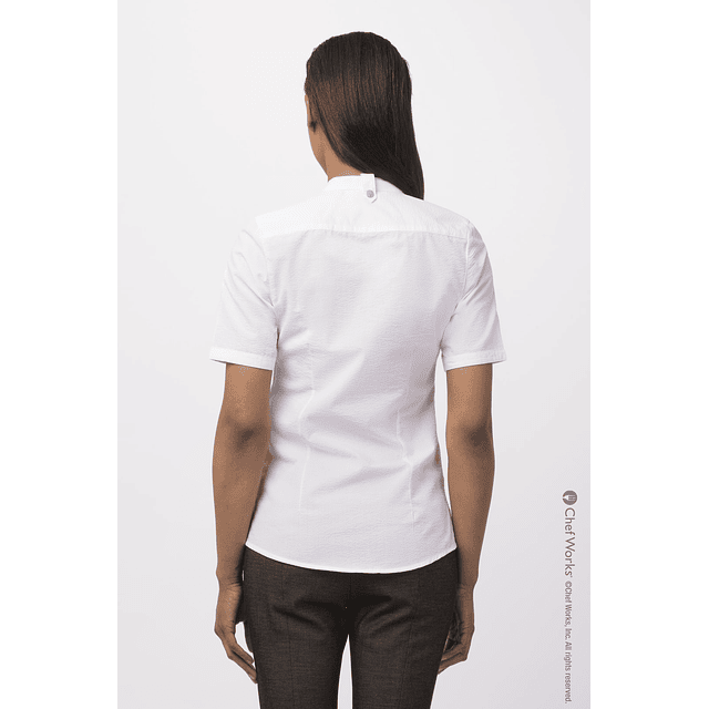 Camisa Chef Works Mujer Seersucker Blanca 