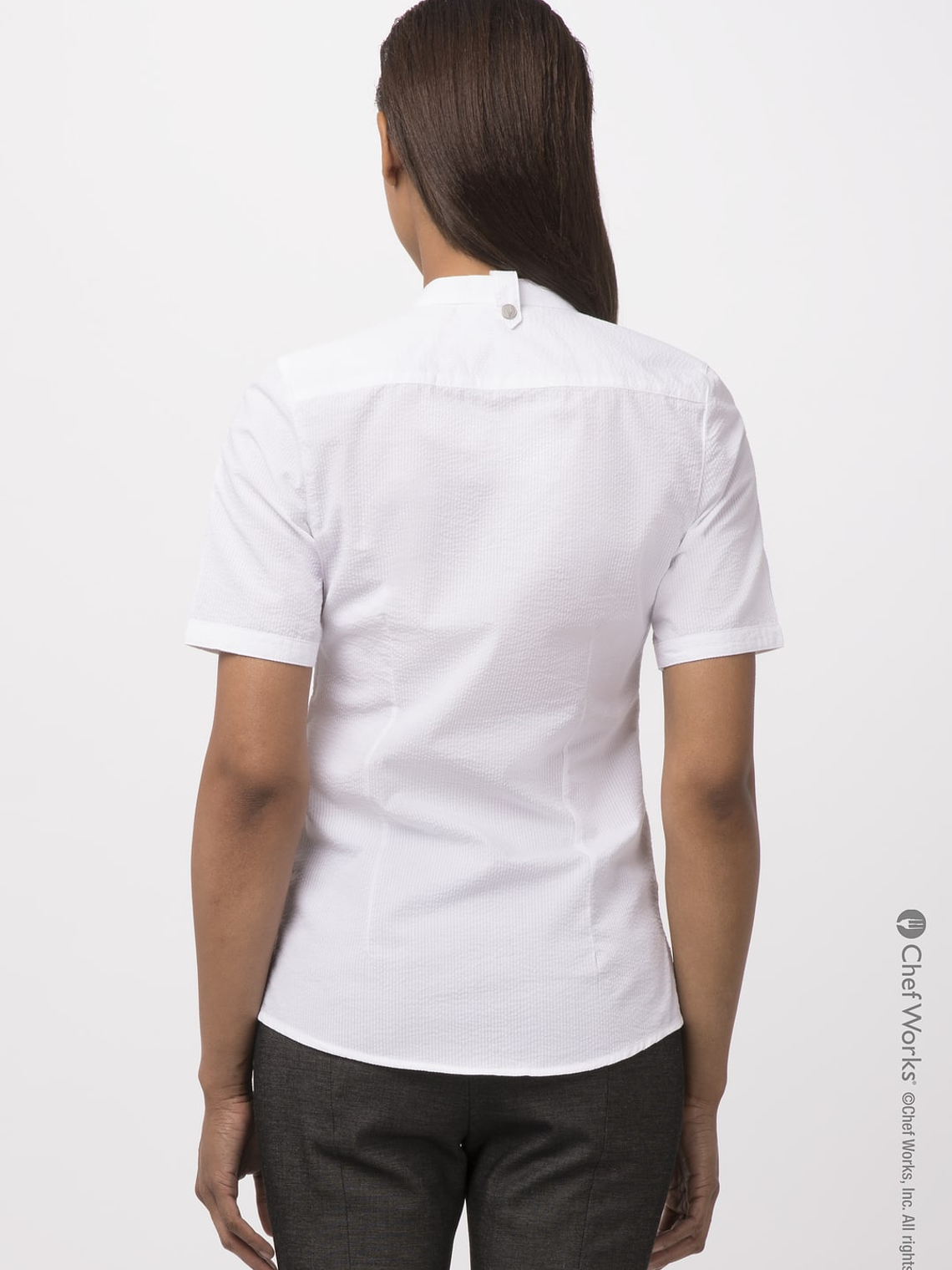 Blusa Chef Works Seersucker Blanca  3